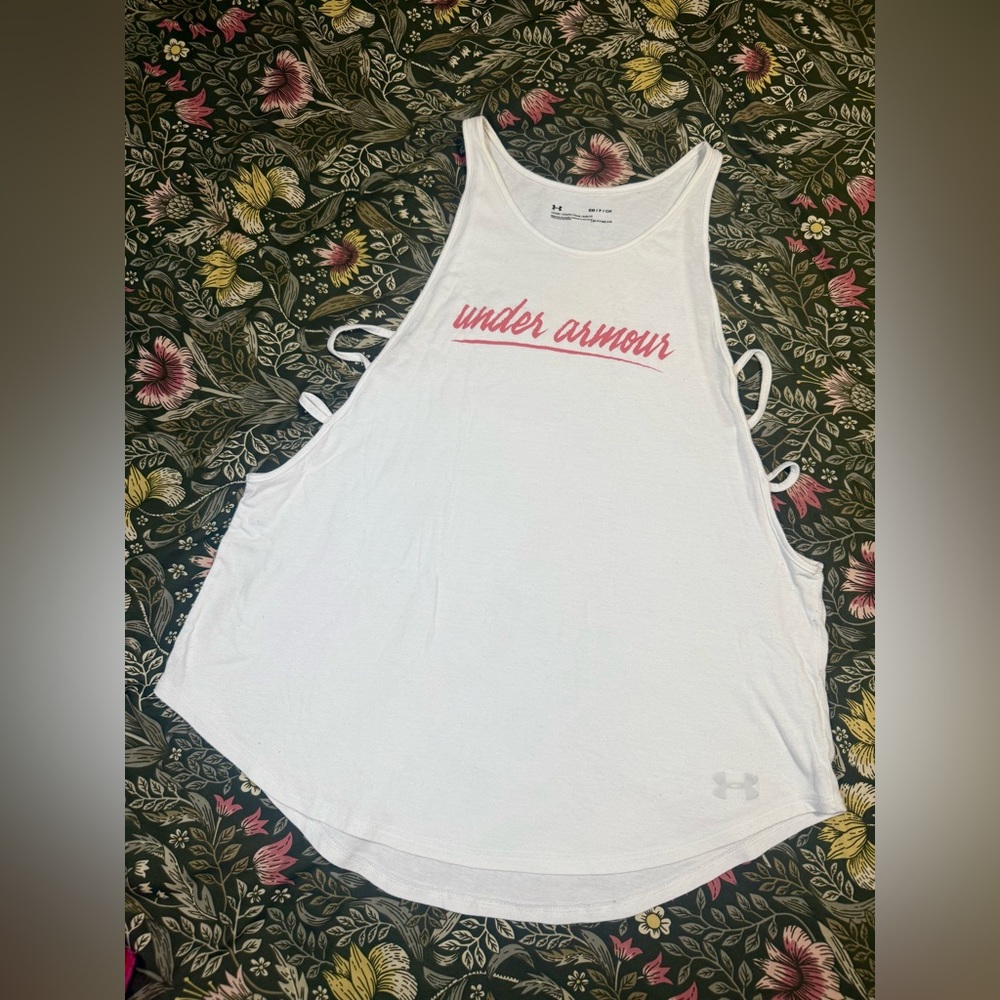 Under Armour Women's White and Pink Tank Top